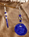 Oval Pendant Earrings (Blue)